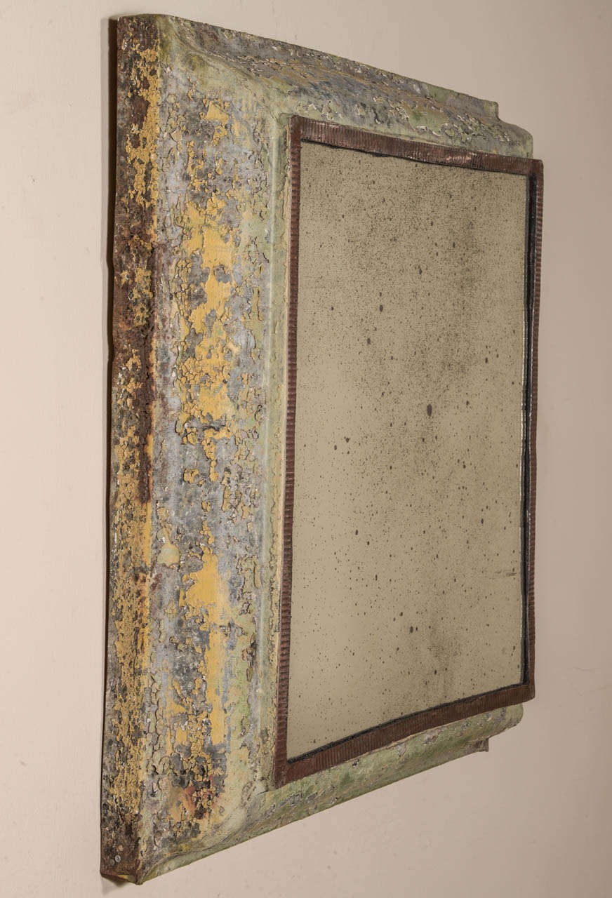 Antique Painted Zinc Mirror 1