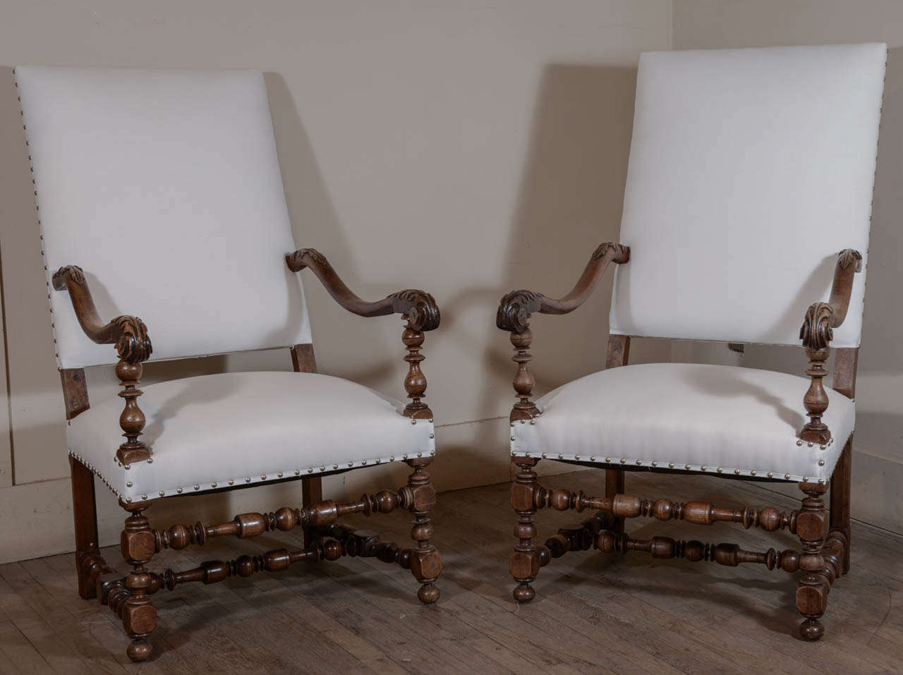 Pair of 19th c. Fruitwood Fauteuils