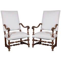 Pair of 19th c. Fruitwood Fauteuils
