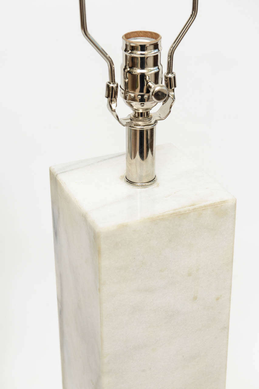 Pair of Vintage Carrara Marble Lamps 1