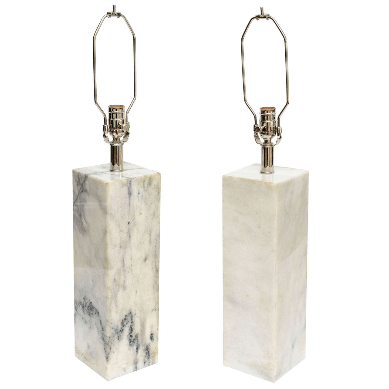 Pair of Vintage Carrara Marble Lamps