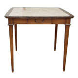 Square Card Table with Inlaid Marble Top