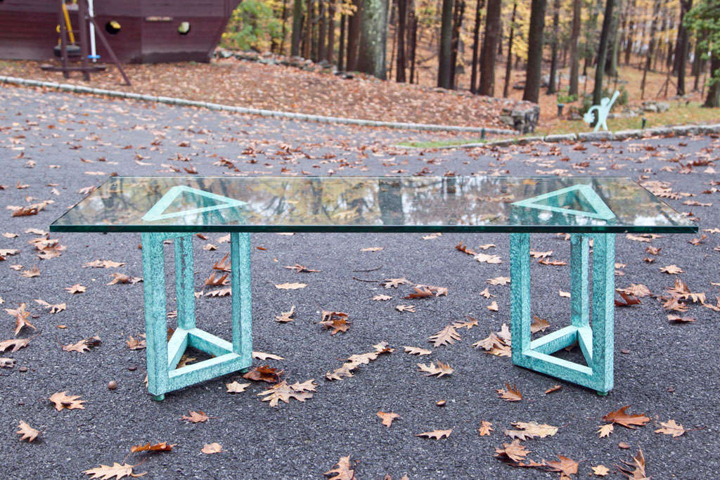 PACE ACID  GREEN  BRASS  TRIANGLE  BASE COCKTAIL  TABLE
