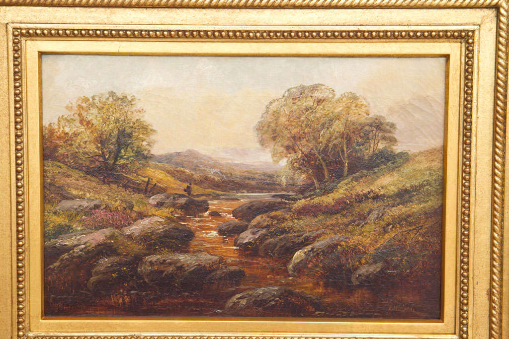 19th Century Oil Painting Landscape by H.W. Reed For Sale 1