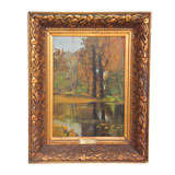 Oil Painting 19th Century Landscape by G.A. Levis