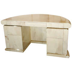 Parchment Covered Presidental Desk in the Style of Karl Springer