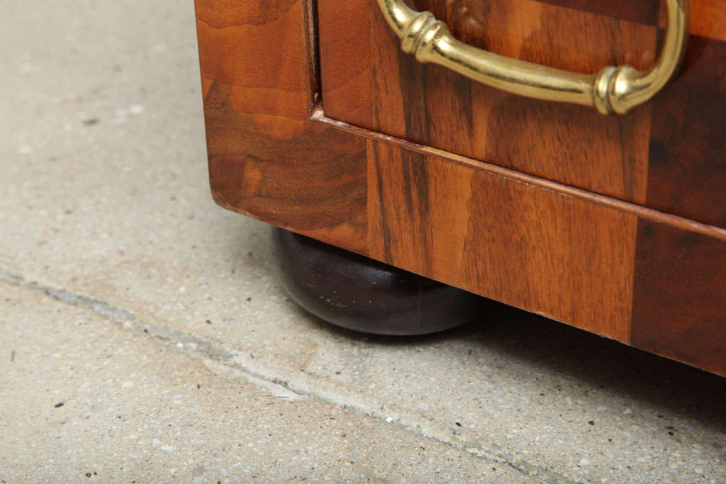 Charak Burled Walnut & Brass Chest of Drawers 4