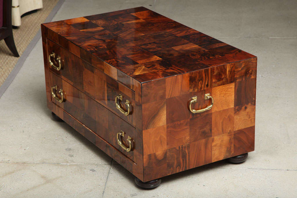 Charak Burled Walnut & Brass Chest of Drawers 5