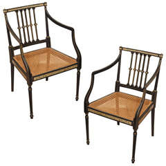 Pair of Regency Style English Painted Armchairs