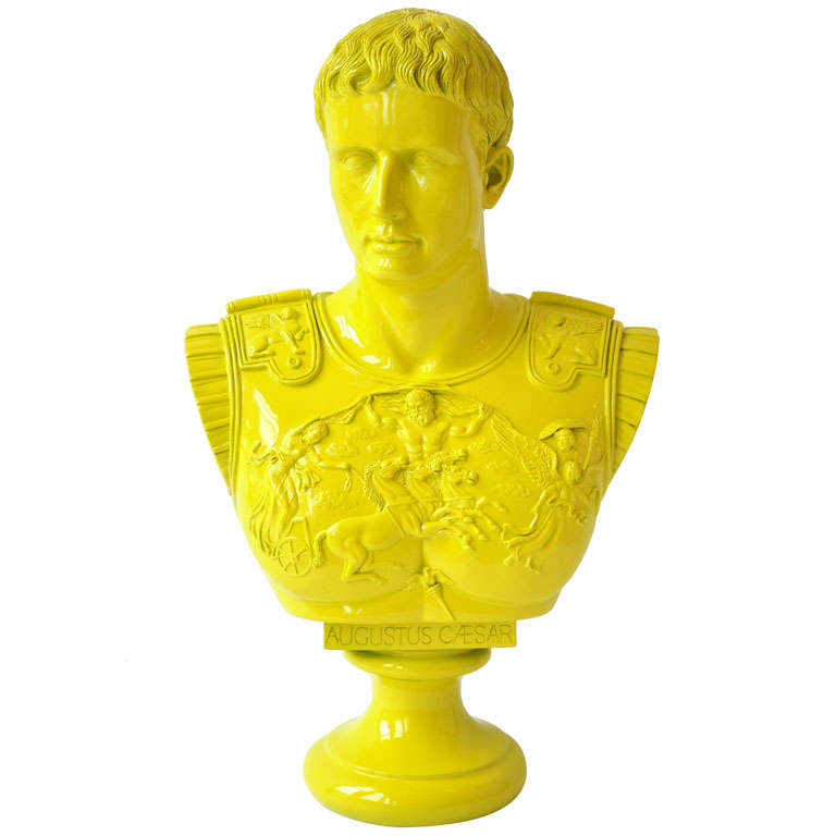 Yellow Resin Augustus Caesar Bust