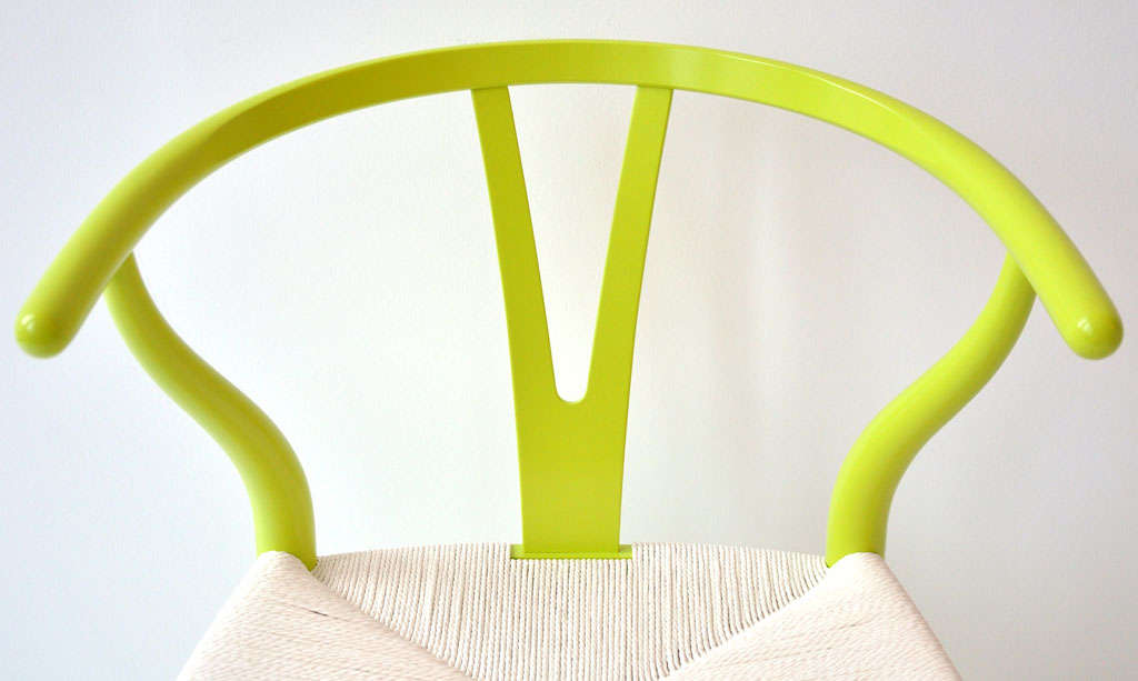 American Iconic Hans Wegner Chair in New Chartreuse Color For Sale