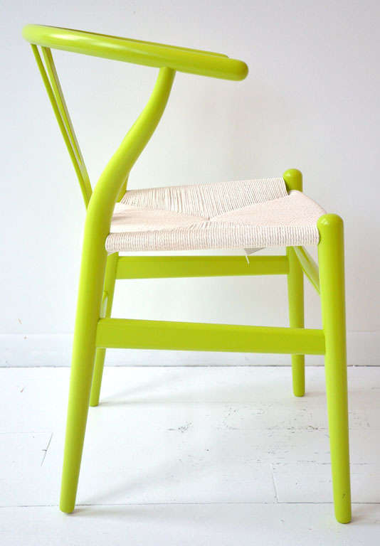 Iconic Hans Wegner Chair in New Chartreuse Color In Excellent Condition For Sale In Phoenix, AZ