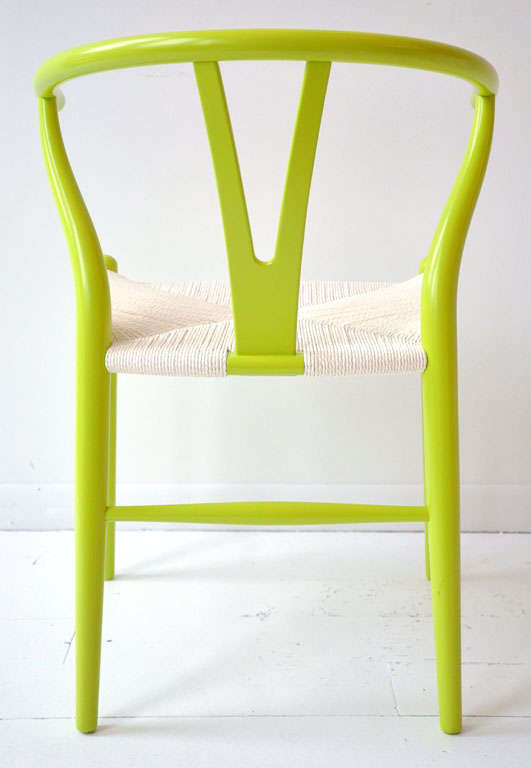 Contemporary Iconic Hans Wegner Chair in New Chartreuse Color For Sale