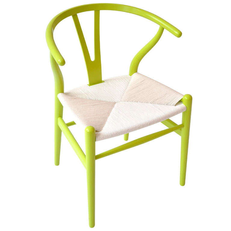 Iconic Hans Wegner Chair in New Chartreuse Color For Sale