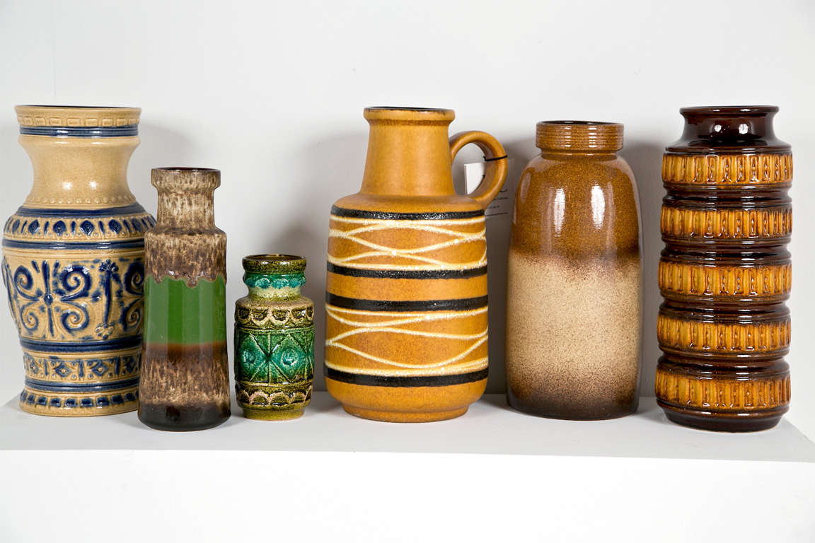 Collection Of West German Pottery Vases In Excellent Condition For Sale In Stamford, CT
