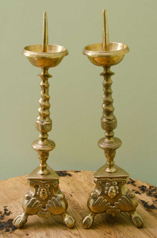 Pair of French Church Candlestick "Pic-Cierge"