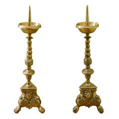 Antique Pair of French Church Candlestick "Pic-Cierge"