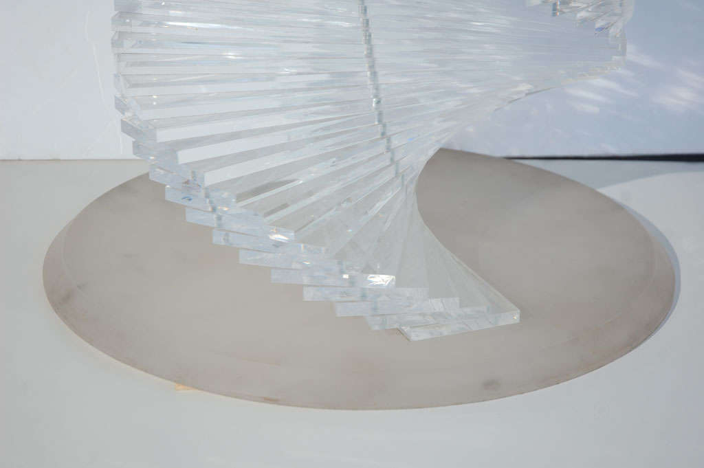 Glass Spiraling Lucite Center Table For Sale