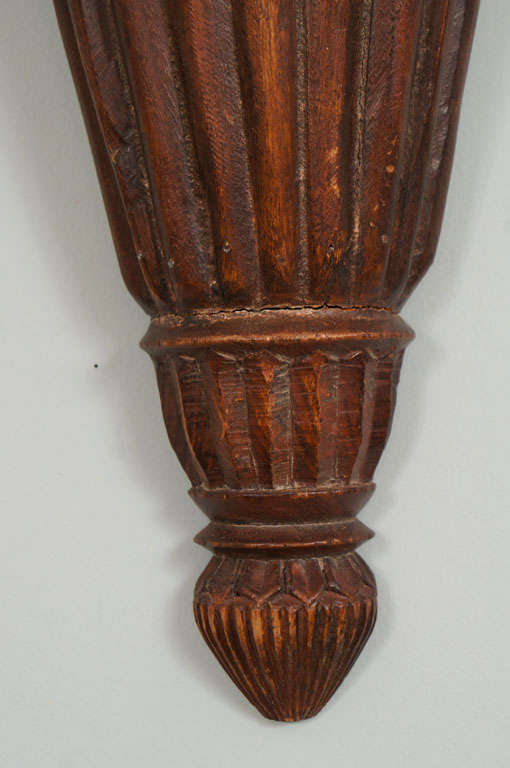 Neoclassical Style Carved Wood Trumpet-Form Wall Lights In Excellent Condition For Sale In Hudson, NY