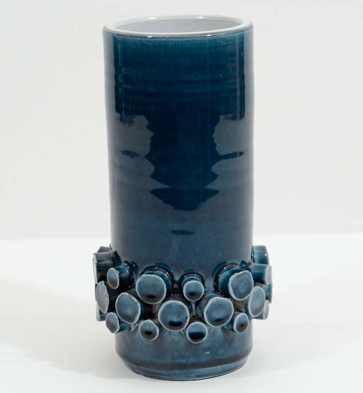 Mid-Century Modern Mid Century Teal Blue Vase with 