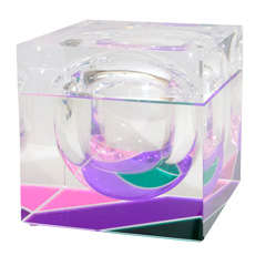 Mid-Century Multicolored Cube-Form Lucite Ice Bucket