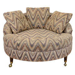 Mid Century Circular Lounge Chair in the Style of Milo Baughman