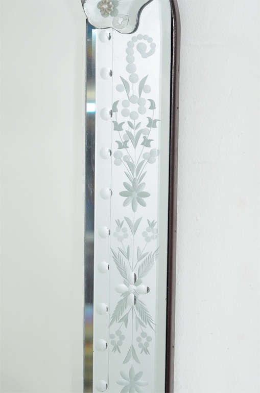 Mid-20th Century Mid Century Arched Venetian Glass Mirror with Butterfly