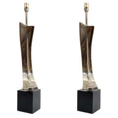 Pair of Mid Century Sculptural Chrome Lamps 11
