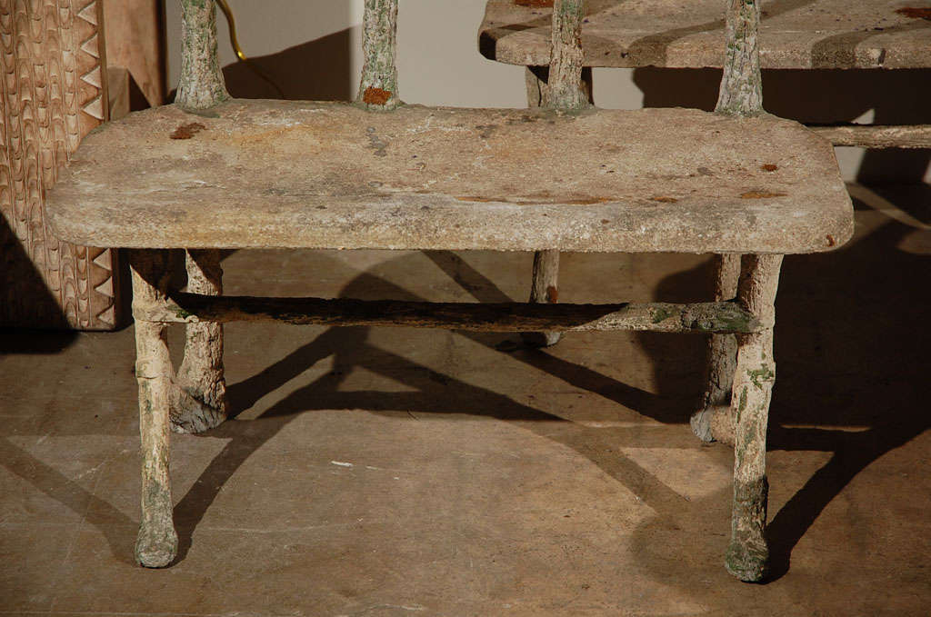 Unknown C. 1890 Pair Of Stone Garden Benches