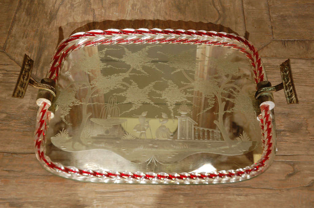 Venetian Etched Mirror Tray