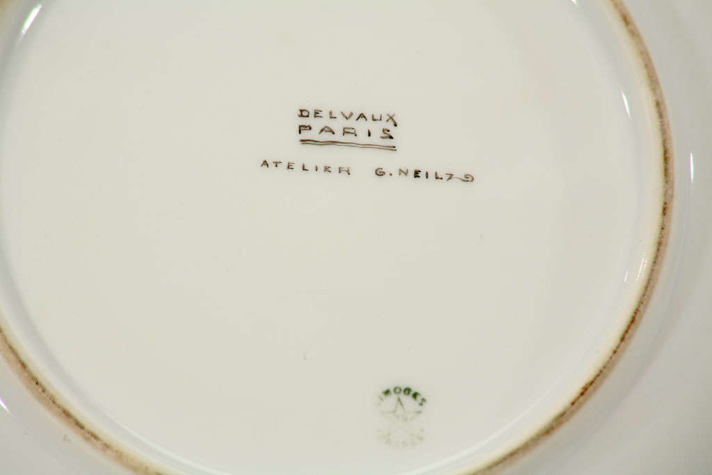 Set of 12 Art Deco Hand Painted Aquatic Plates-G. Neilz For Sale 4