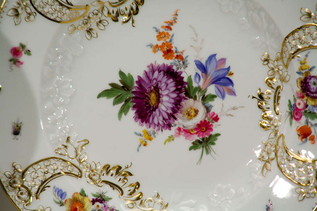 19th C. Meissen Hand Painted Dessert Plates In Excellent Condition In Great Barrington, MA