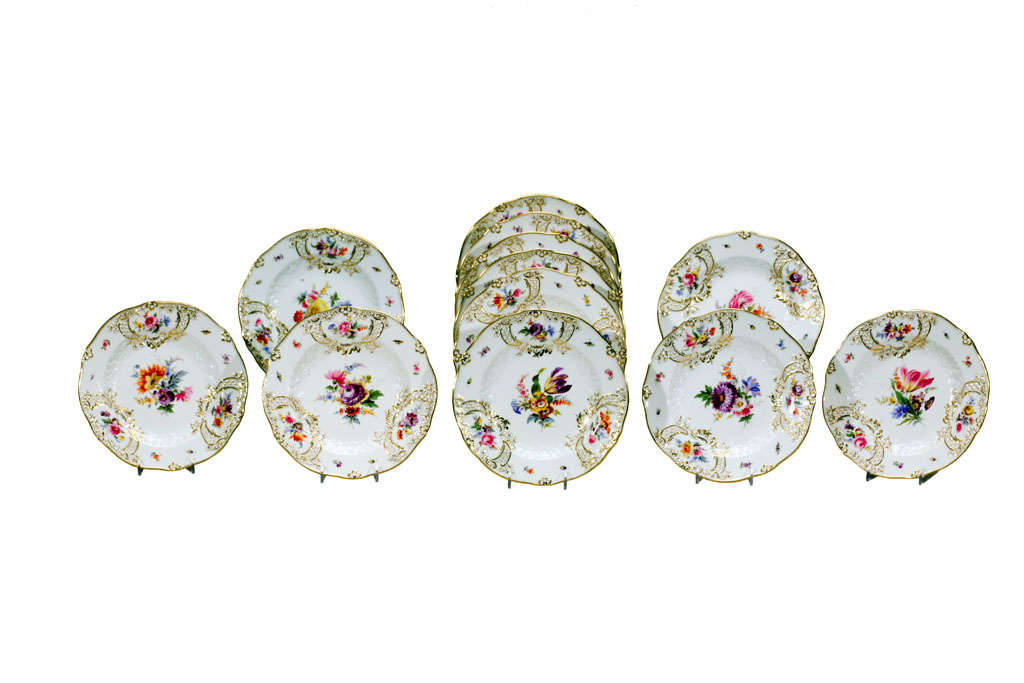 19th C. Meissen Hand Painted Dessert Plates
