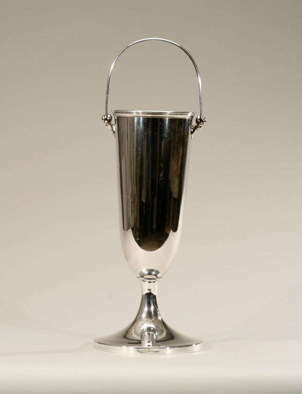 German Silver Plate Footed Wine Bucket W/Insert & Handle In Excellent Condition In Great Barrington, MA
