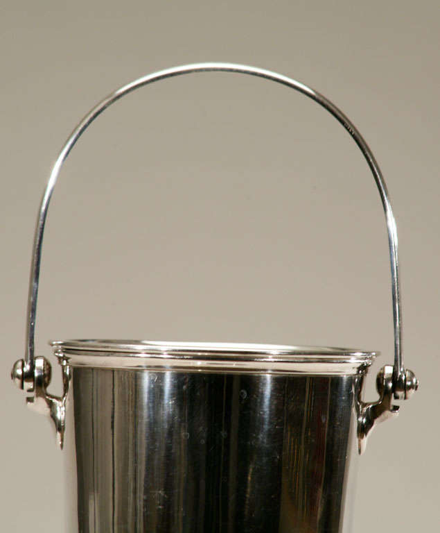 German Silver Plate Footed Wine Bucket W/Insert & Handle 1