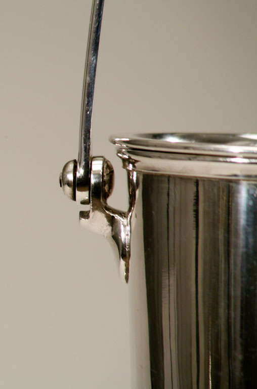 German Silver Plate Footed Wine Bucket W/Insert & Handle 2