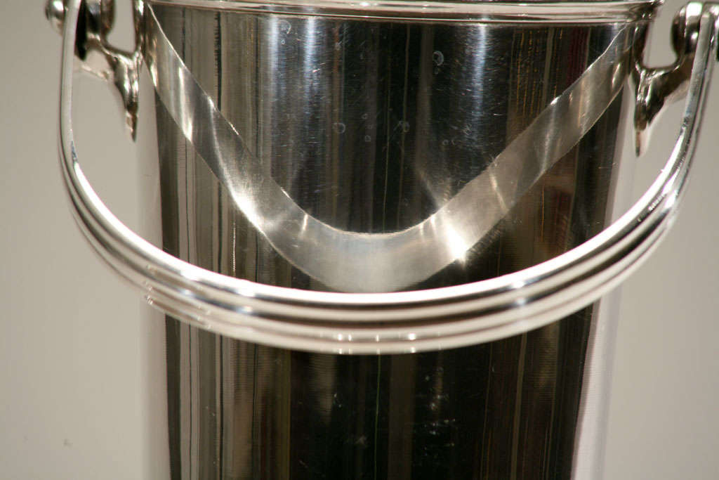 German Silver Plate Footed Wine Bucket W/Insert & Handle 3