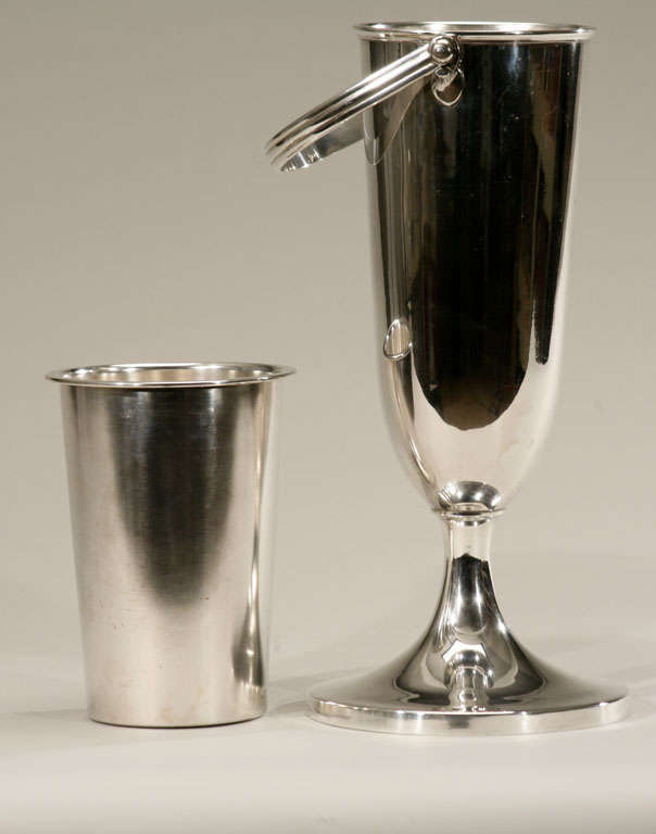 German Silver Plate Footed Wine Bucket W/Insert & Handle 5