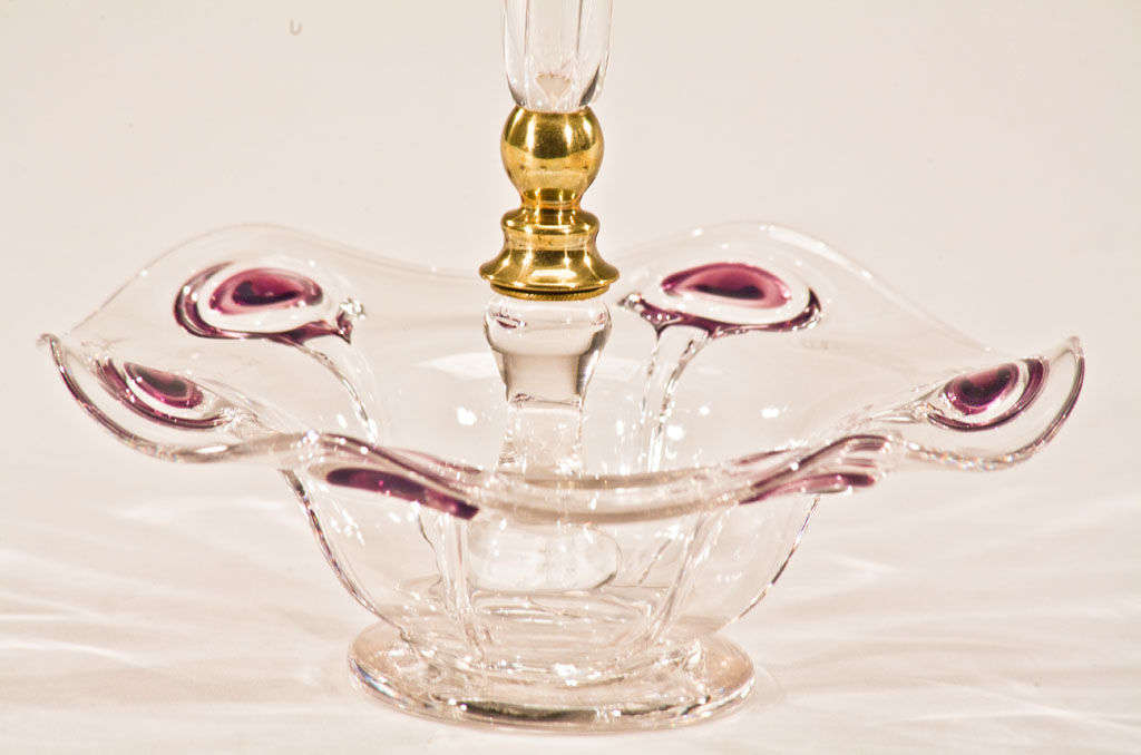 "Art Nouveau" Crystal "Peacock" Centerpiece/Epergne