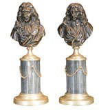 A pair of French bronze busts