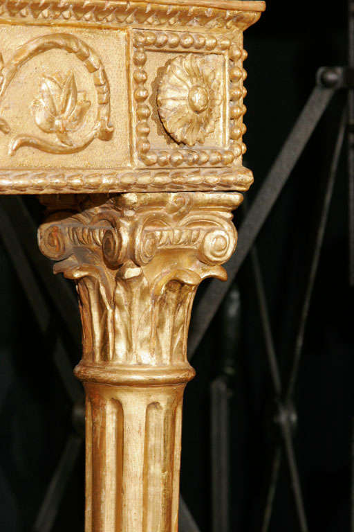 18th Century and Earlier An important 18th.century Italian carved & gilded console table For Sale