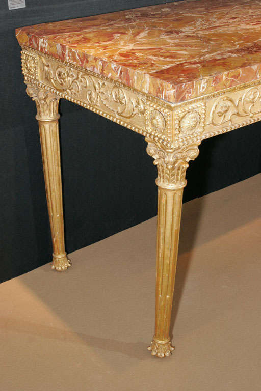 Giltwood An important 18th.century Italian carved & gilded console table For Sale