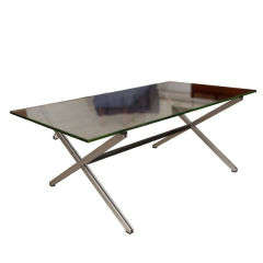 Florence Knoll parallel bar coffee table with original glass