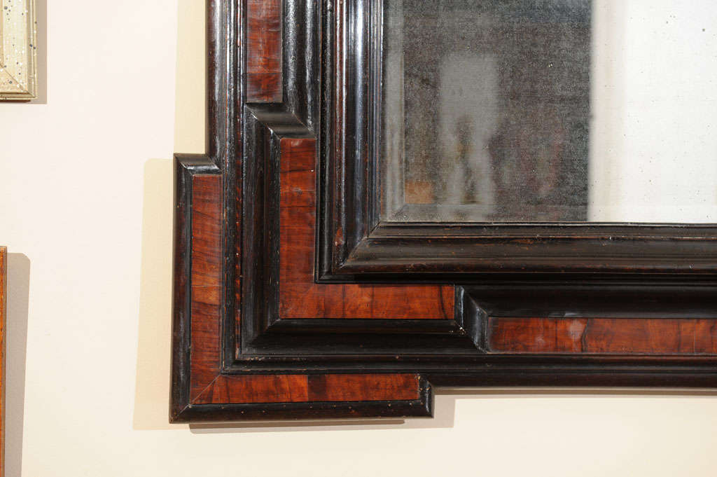 18th Century and Earlier Dutch Baroque Period Walnut and Ebonized  Mirror Frame For Sale