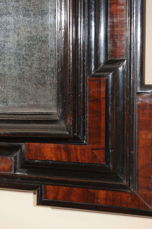 Dutch Baroque Period Walnut and Ebonized  Mirror Frame For Sale 2