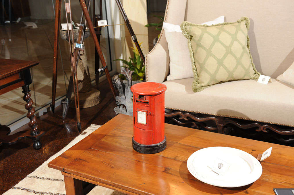 19th Century Red and Black Painted Wooden Post Box; English circa 1890