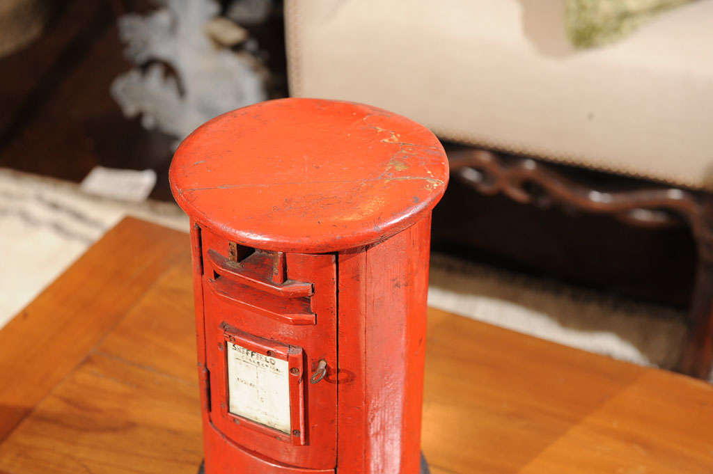 Red and Black Painted Wooden Post Box; English circa 1890 1