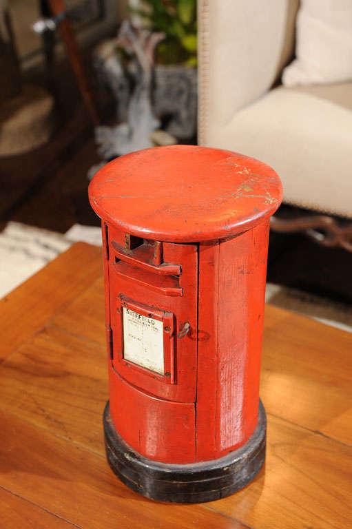 Red and Black Painted Wooden Post Box; English circa 1890 2