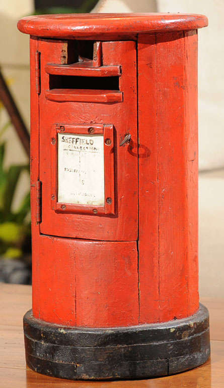 Red and Black Painted Wooden Post Box; English circa 1890 In Good Condition In San Francisco, CA
