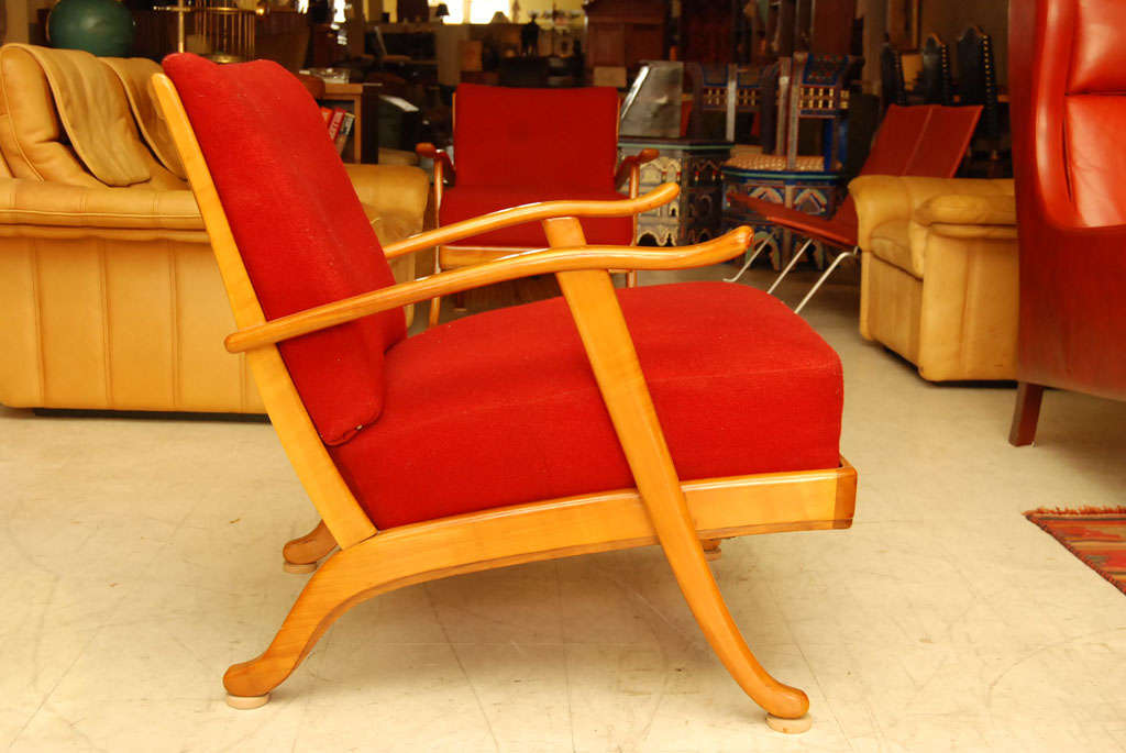 Red Lounge Chairs In Good Condition In Hudson, NY